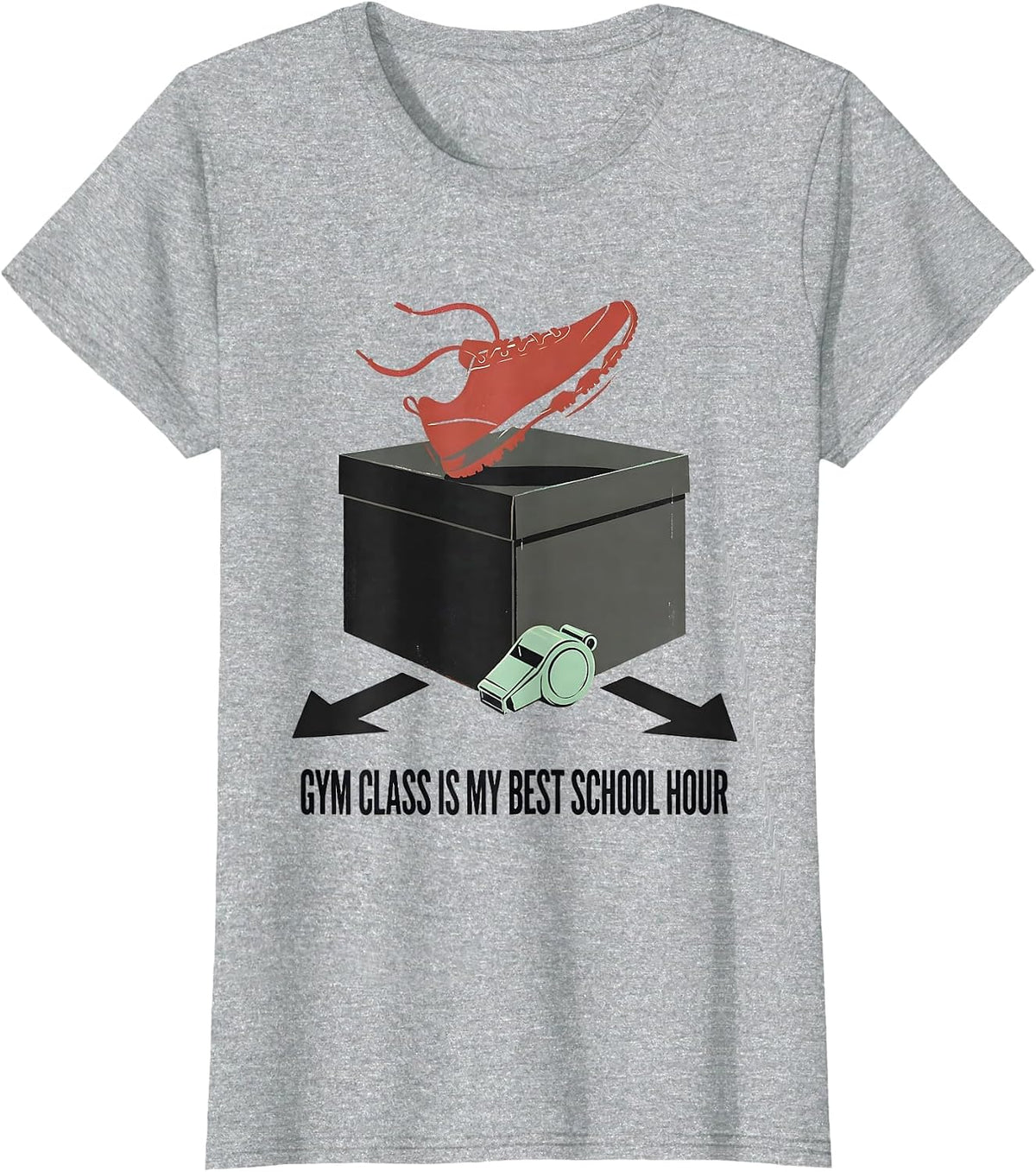 Women's Gym Class Is My Best School Hour Funny PE Teacher Back T-Shirt - Heather Grey