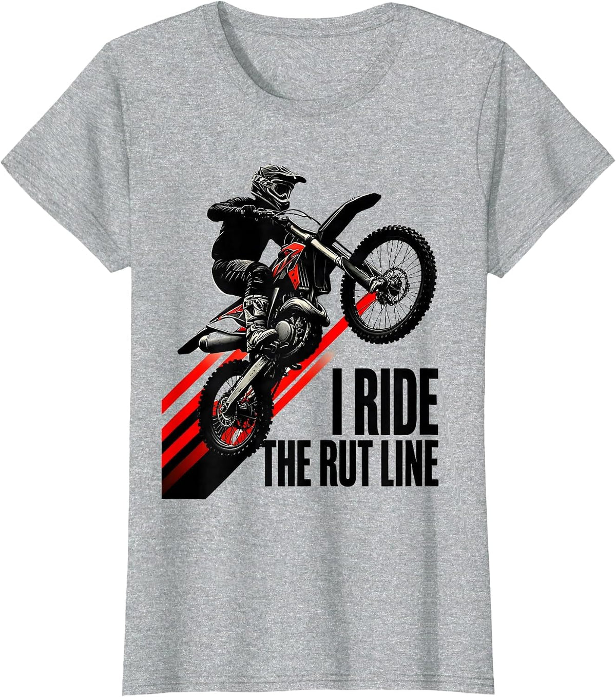 I Ride The Rut Line Rugged Motocross Dirt Bike Rider Casual T-Shirt - Heather Grey