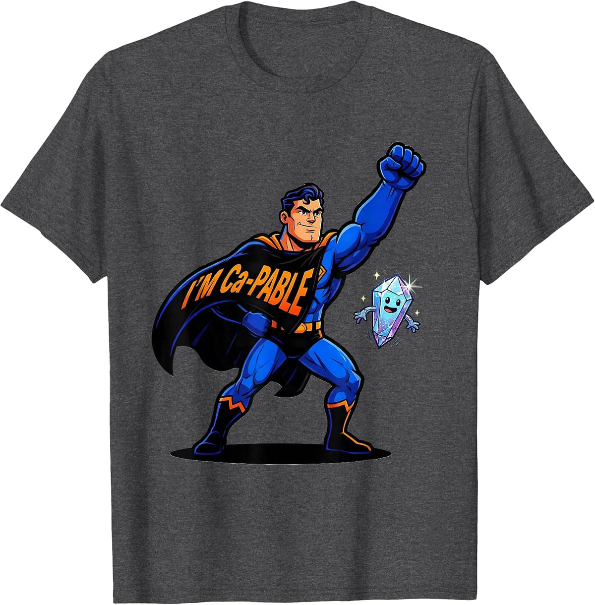 Men's I'm Ca-pable Cartoon Chemistry Pun Science Teacher Gift T-Shirt - Dark Heather Grey