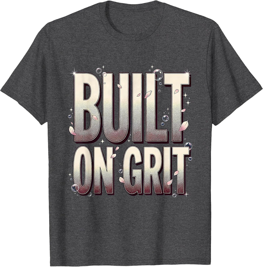 Men's Built on Grit American Pride Graphic Design T-Shirt - Dark Heather Grey
