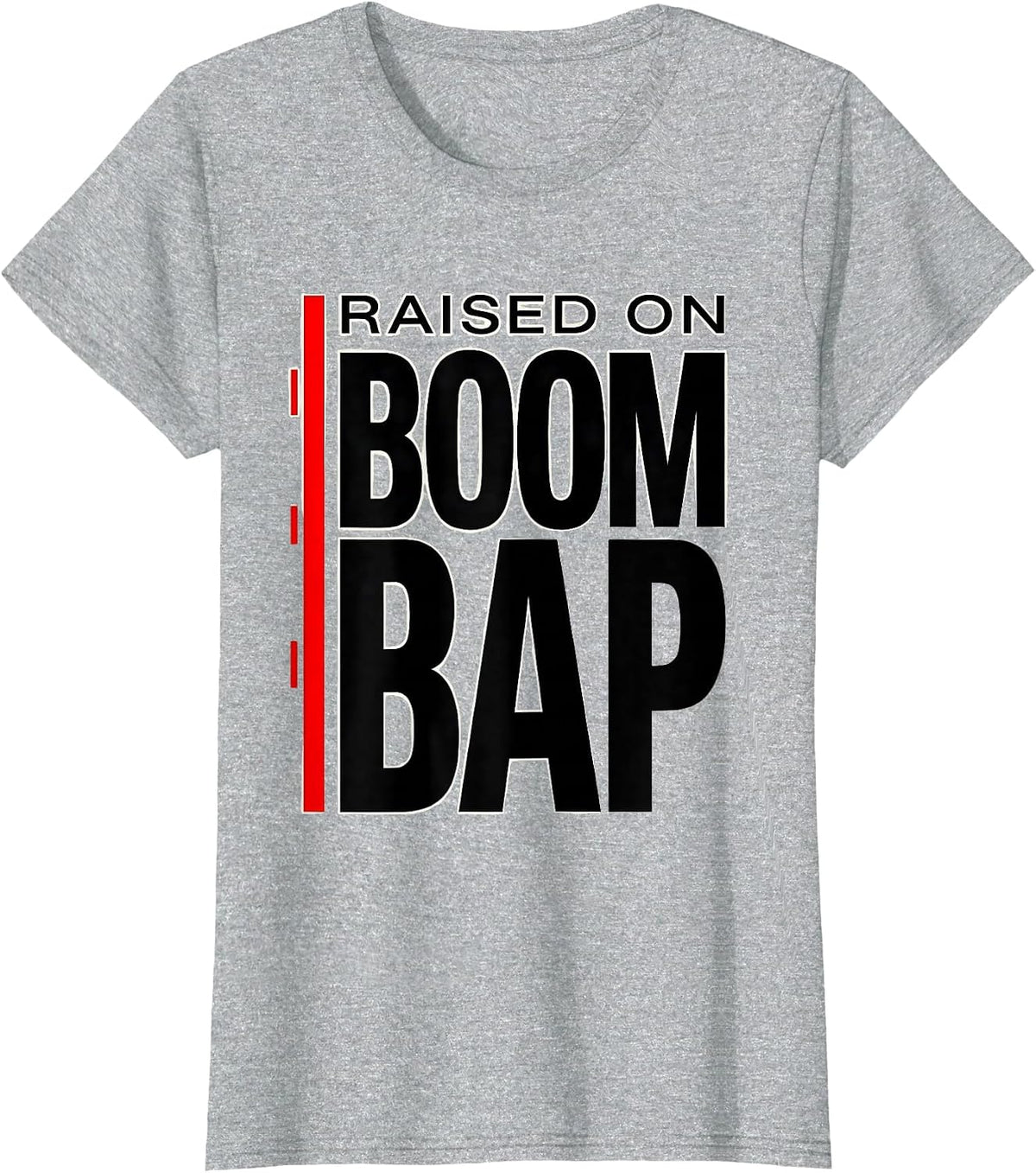 Raised On Boom Bap Vintage 90s Hip Hop Rap Music Quote T-Shirt - Heather Grey