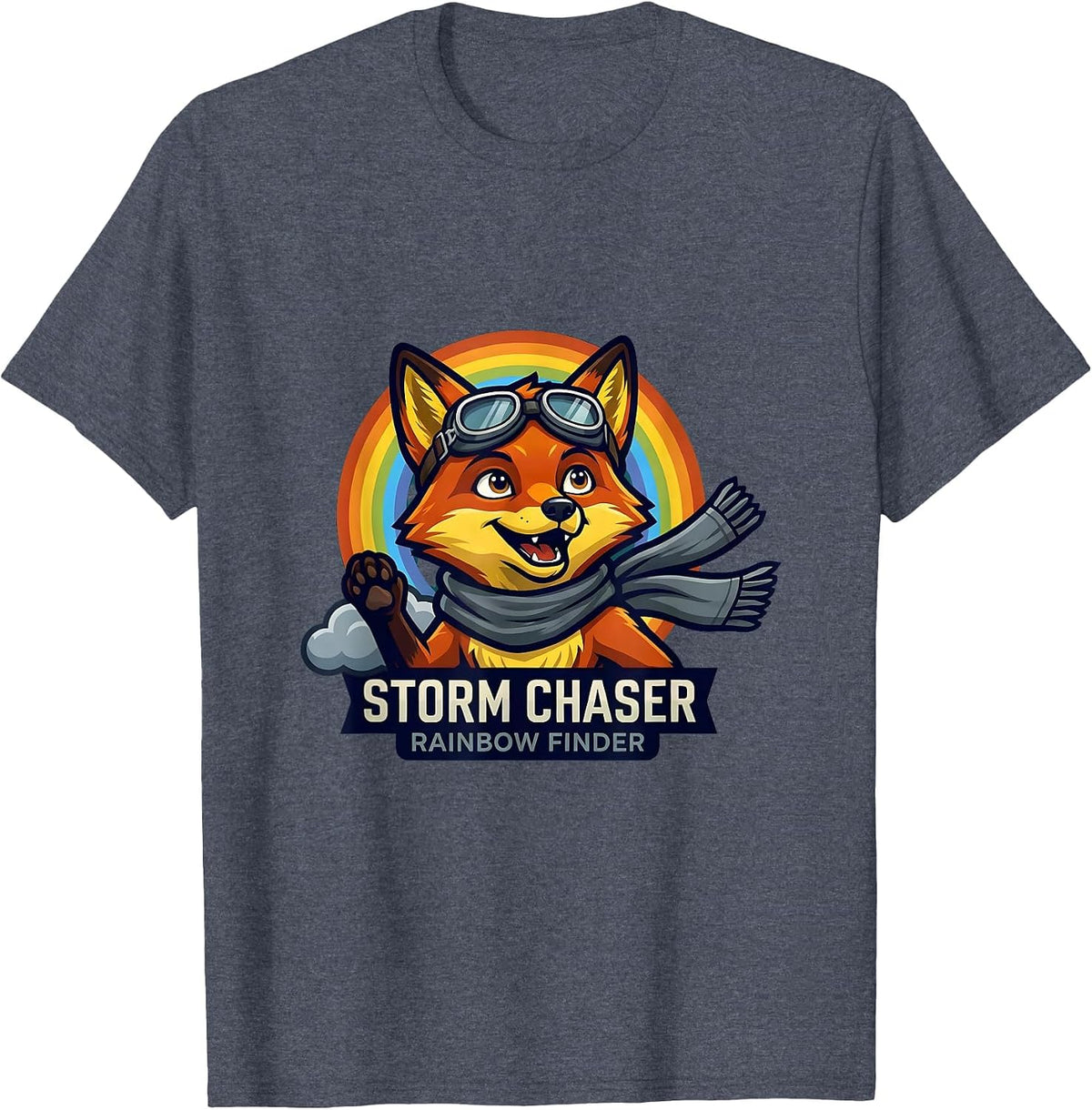 Storm Chaser Rainbow Finder Colorful Design T-Shirt, Men, Heather Blue, Small - As Pictured