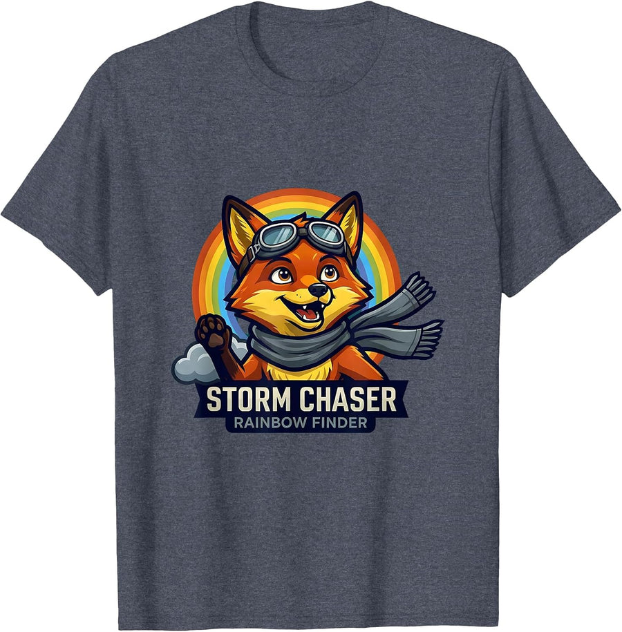 Storm Chaser Rainbow Finder Colorful Design T-Shirt, Men, Heather Blue, 3X-Large - As Pictured