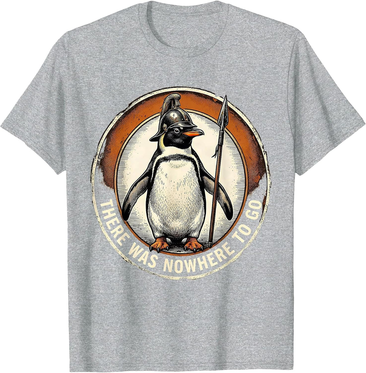 Men's There Was Nowhere To Go Vintage Funny Penguin Martial Arts T-Shirt - Heather Grey