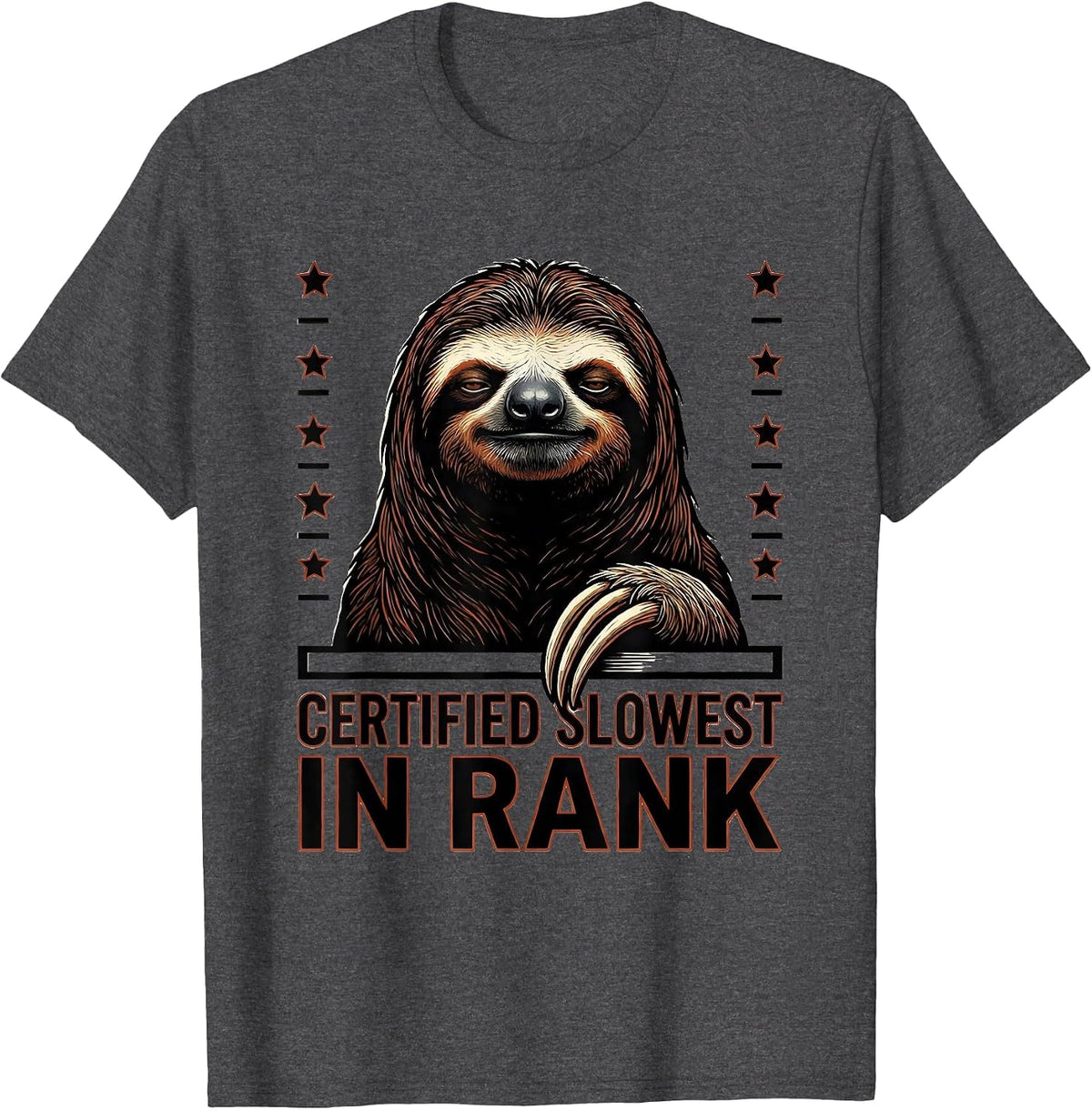 Men's Certified Slowest In Rank Funny Sloth Lover Gift T-Shirt - Dark Heather Grey