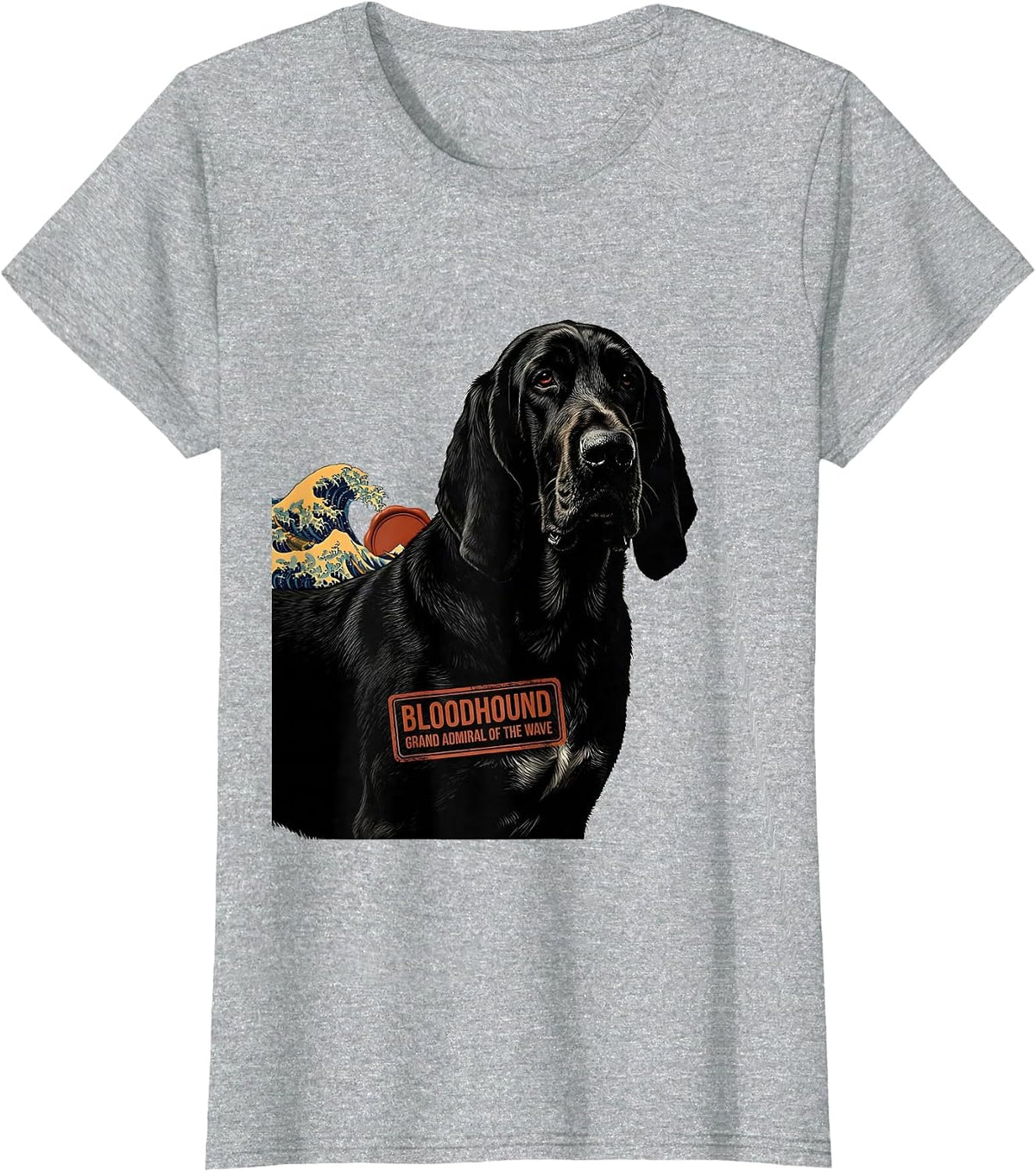 Women's Bloodhound Grand Admiral of the Wave Funny Surf Dog Breed T-Shirt - Heather Grey