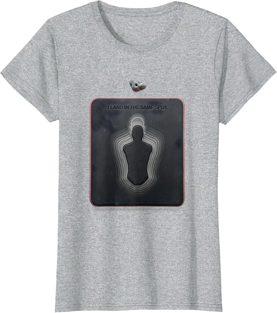 I Land In The Same Spot Funny Rock Climbing Bouldering T-Shirt - Heather Grey