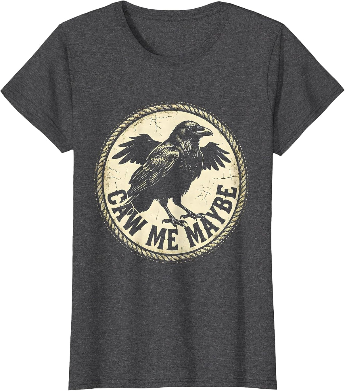 Women's Caw Me Maybe Funny Crow Bird Lover Design T-Shirt - Dark Heather Grey