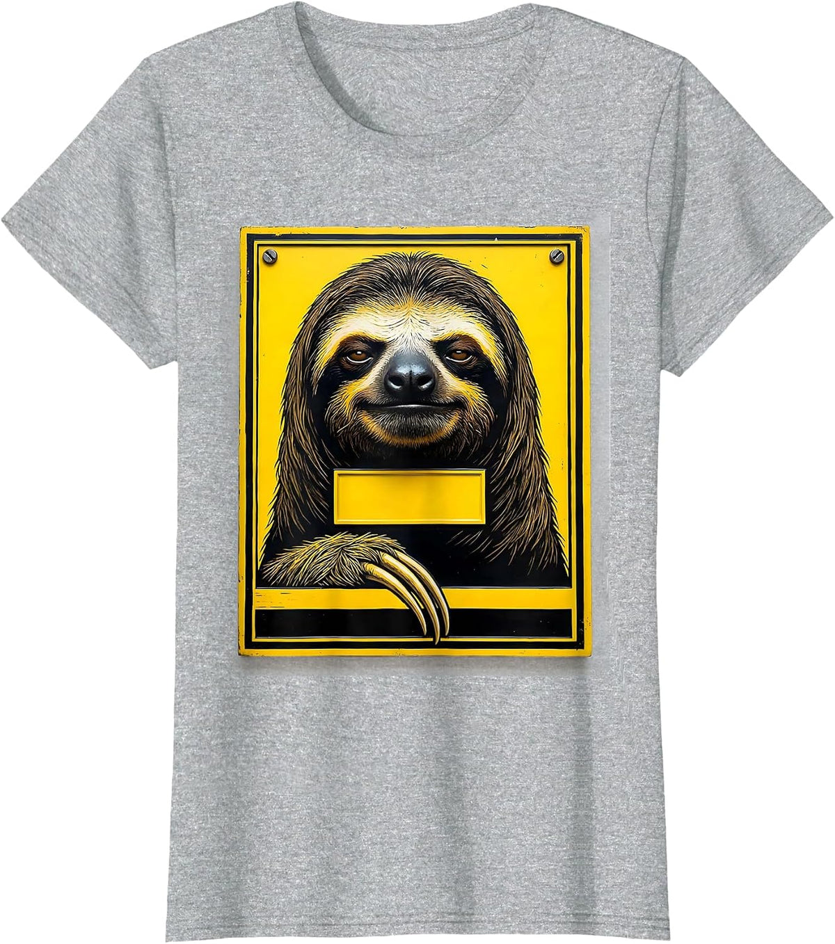 Women's Sloth Stencil Graphic Funny Animal Lover Humor T-Shirt - Heather Grey