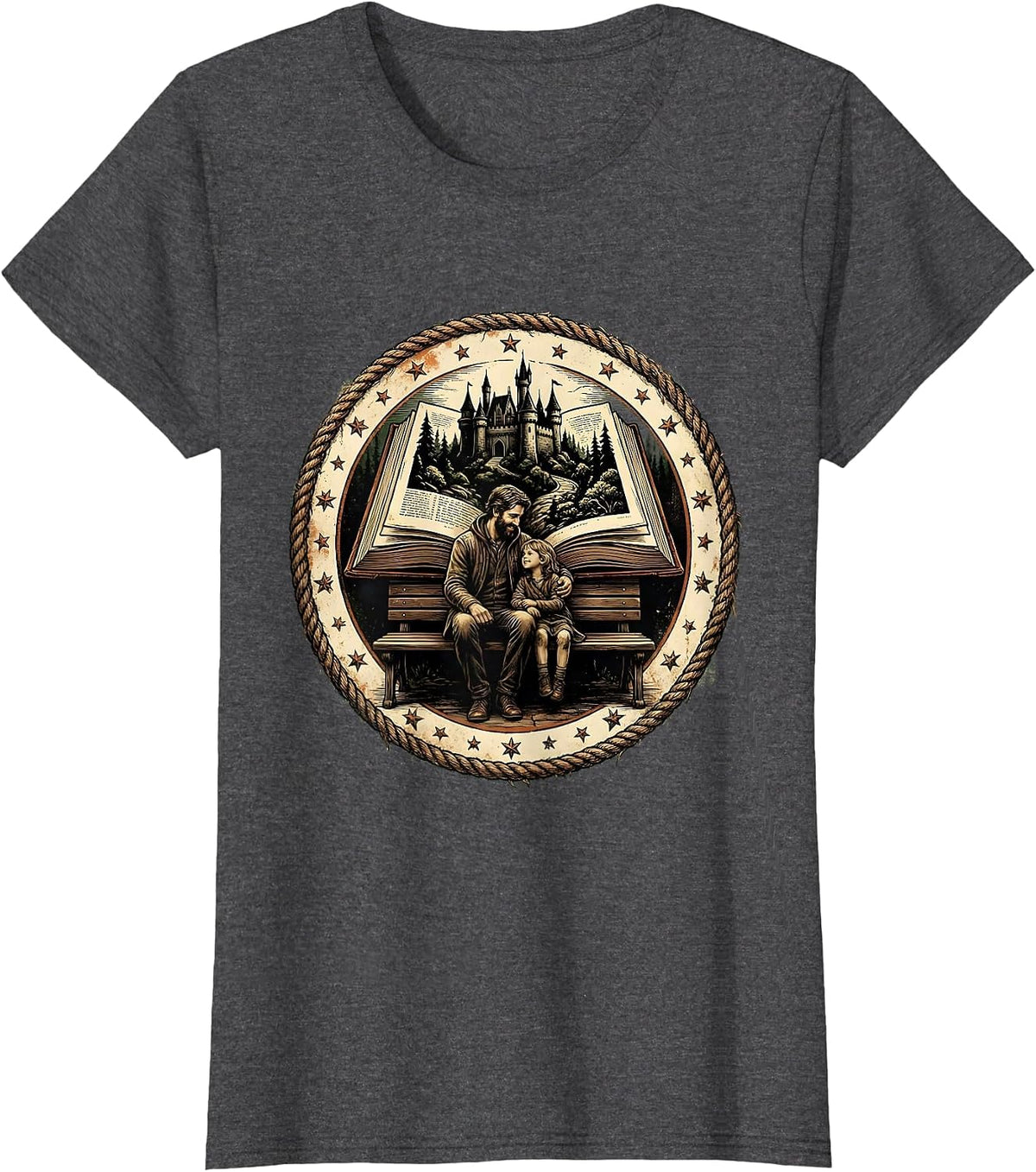 Women's Paraprofessional Helper and Student Reading Together T-Shirt - Dark Heather Grey