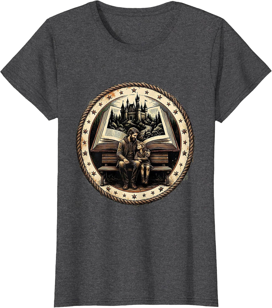 Women's Paraprofessional Helper and Student Reading Together T-Shirt - Dark Heather Grey