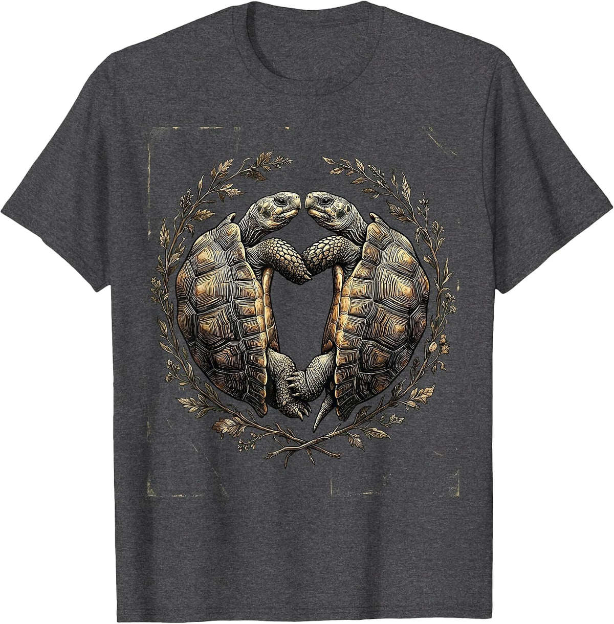 Two Turtles Heart Shell Love Graphic T-Shirt - Dark Heather Grey