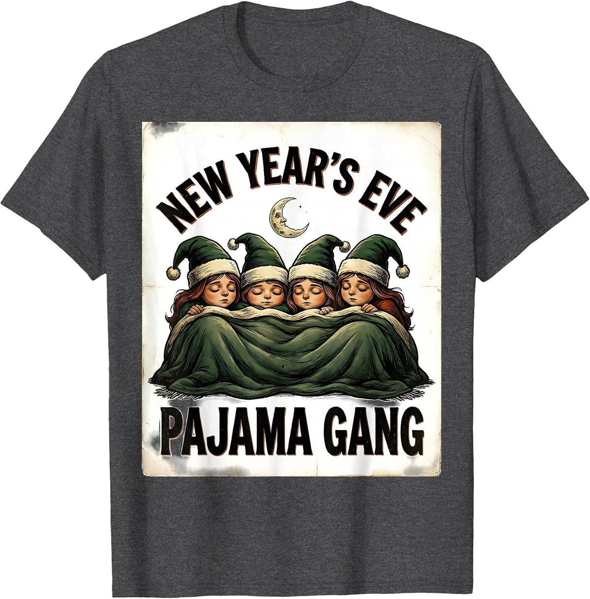Men's New Year's Eve Pajama Gang Vintage Family Matching Party T-Shirt - Dark Heather Grey