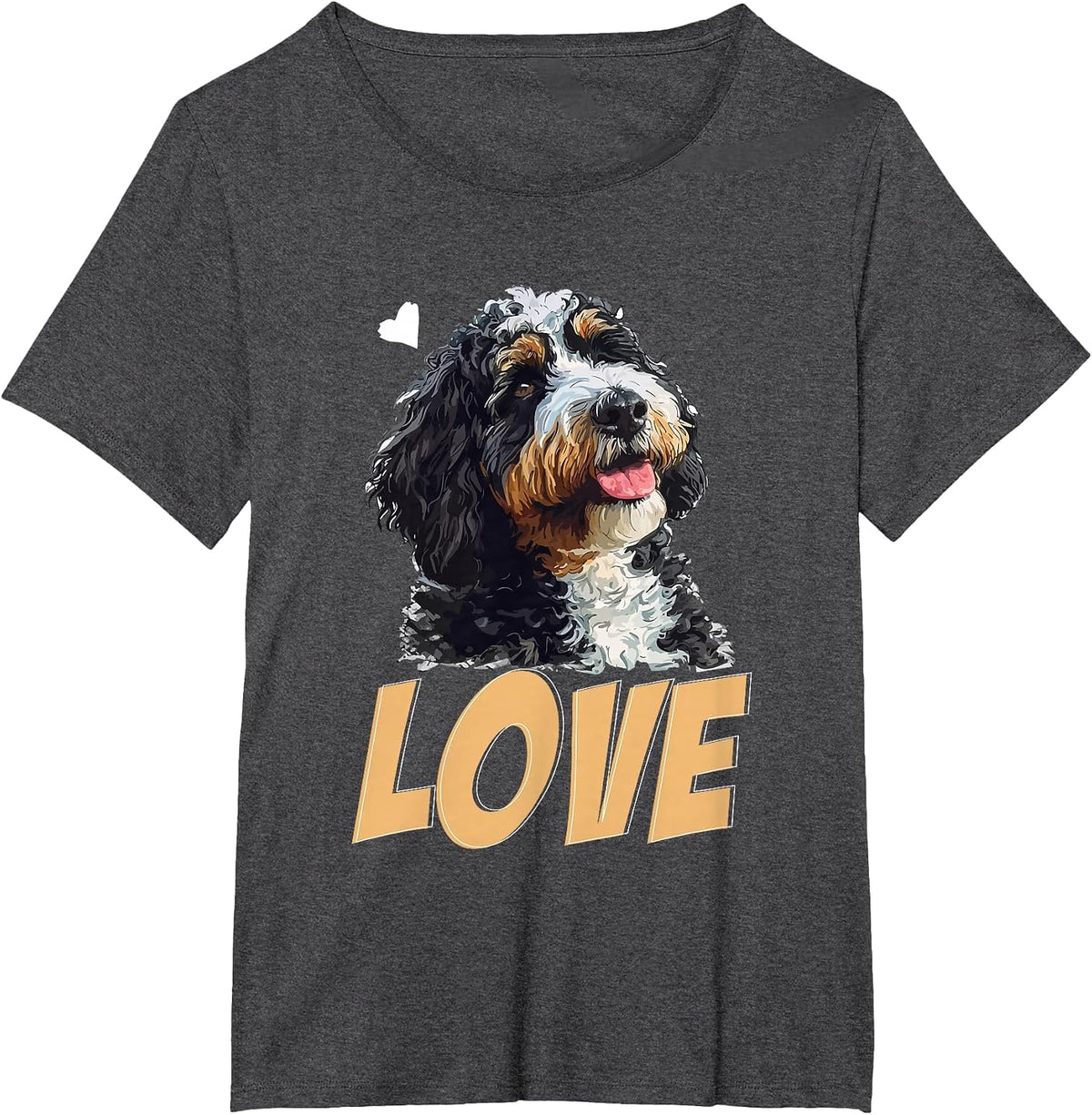 Bernedoodle Dog Breed Pet Love T-Shirt - Dark Heather Grey