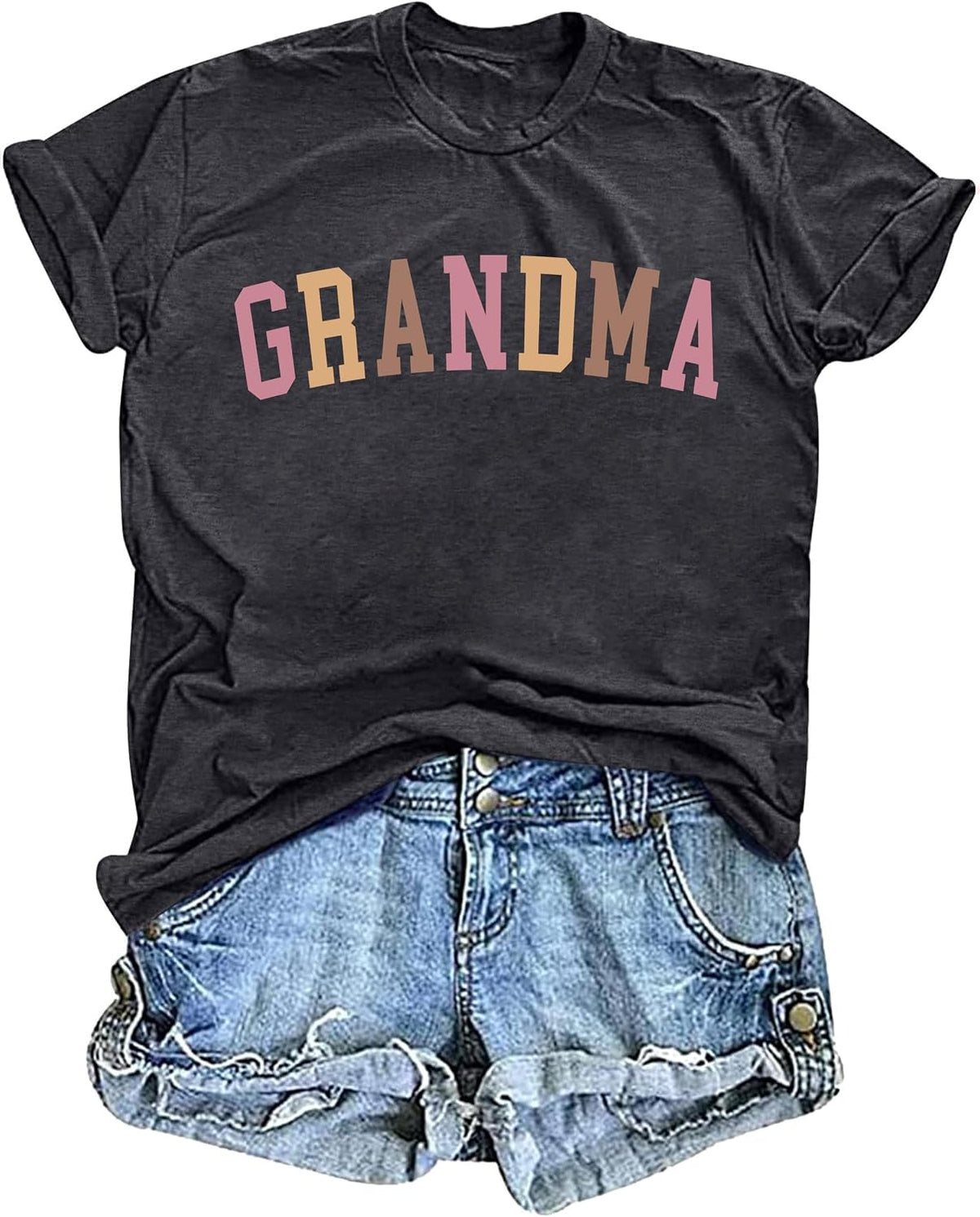 Mama Shirts for Women Mama Floral Embroidered Casual Short Sleeve Tees - Darkgray2