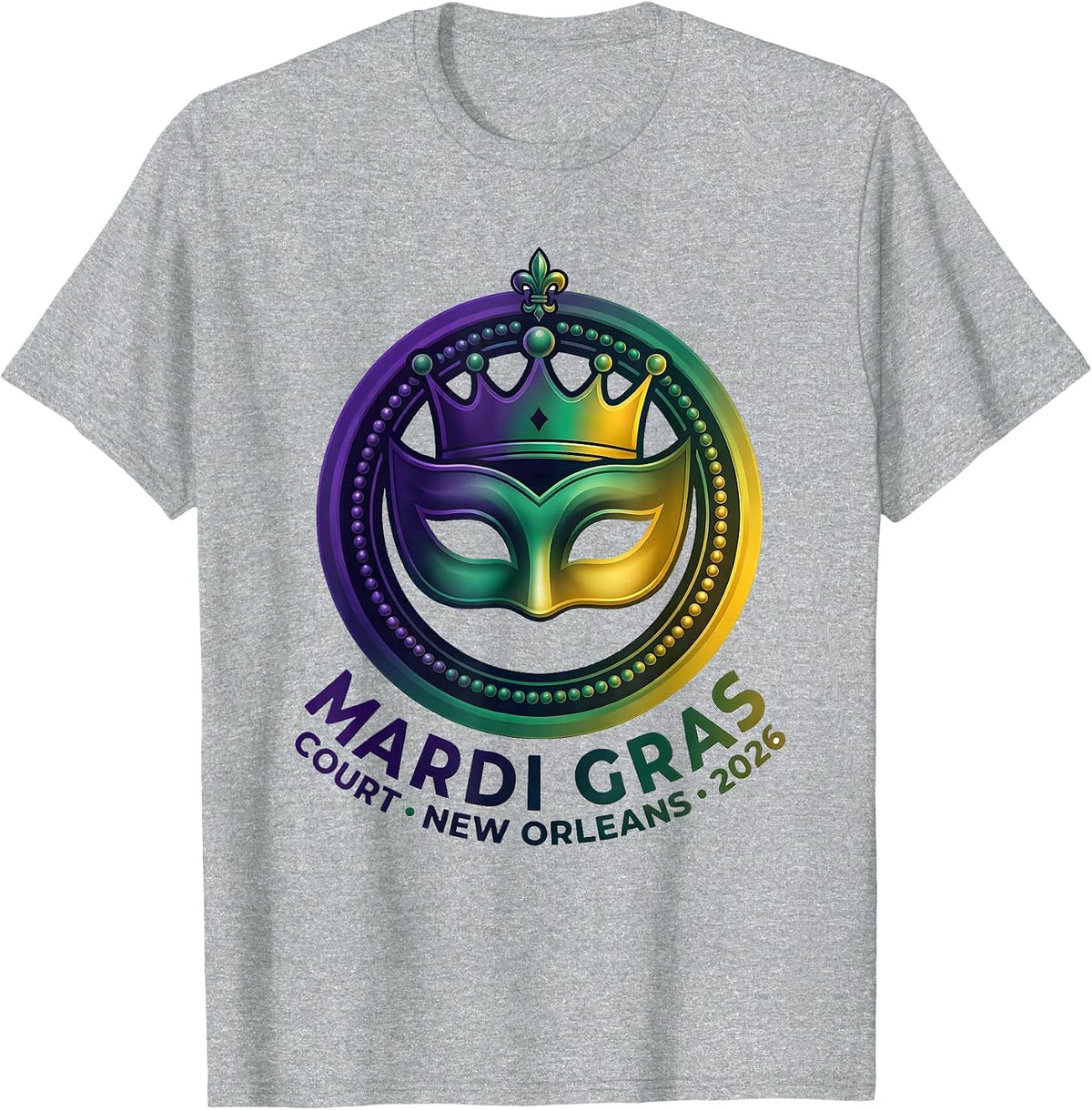 Men's Mardi Gras Court New Orleans 2026 Carnival Party Costume T-Shirt - Heather Grey