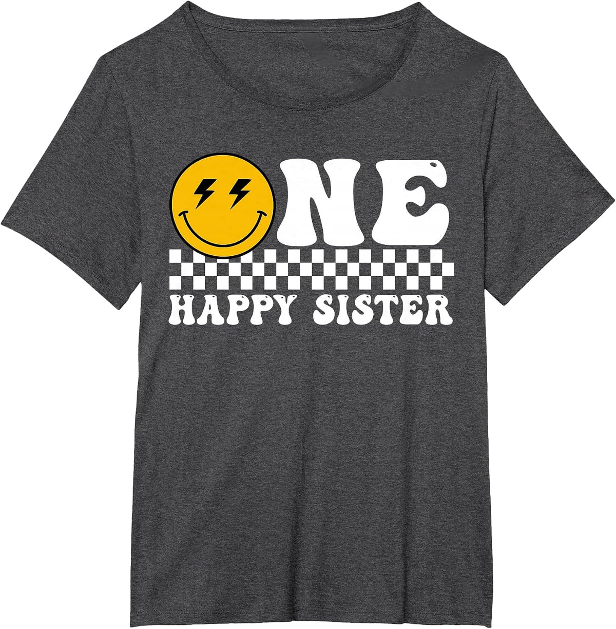 Happy Sister 1st Birthday Family Matching Theme T-Shirt - Dark Heather Grey