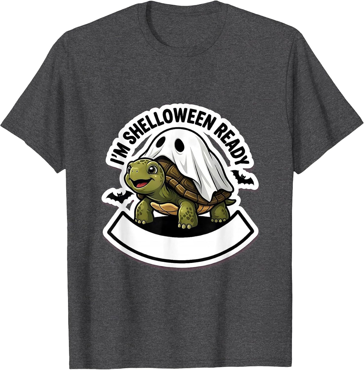 I'm Shelloween Ready Whimsical Turtle Halloween Costume T-Shirt - Dark Heather Grey