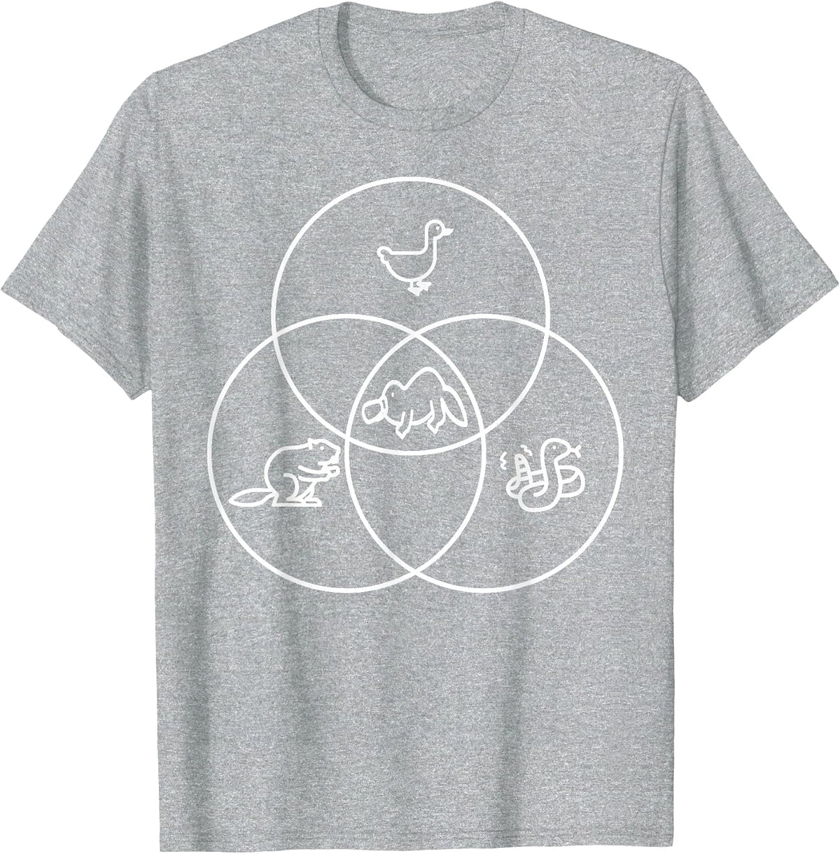 Nerdy Funny Venn Diagram Platypus Statistics Math Teacher T-Shirt - Heather Grey