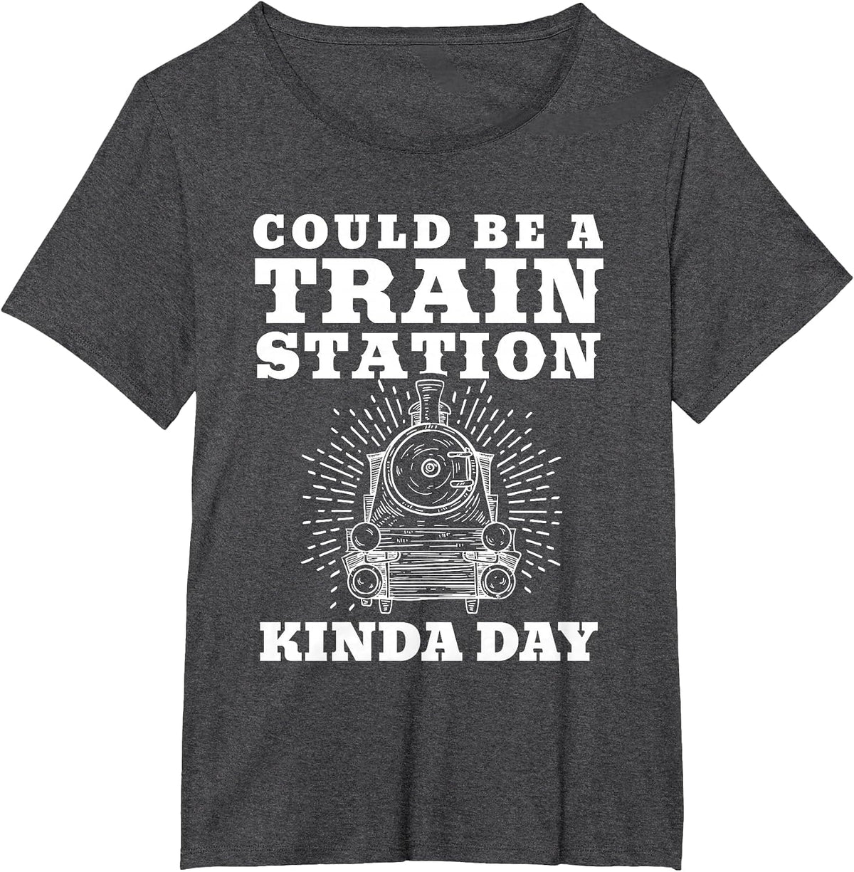 Train Station Kinda Day - Funny Retro Model Train & Railroad T-Shirt - Dark Heather Grey
