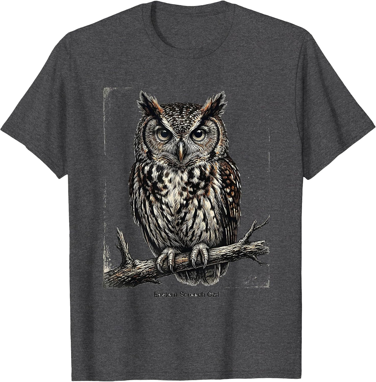 Men's Eastern Screech Owl Retro Bird Lover Funny Wildlife Humor T-Shirt - Dark Heather Grey