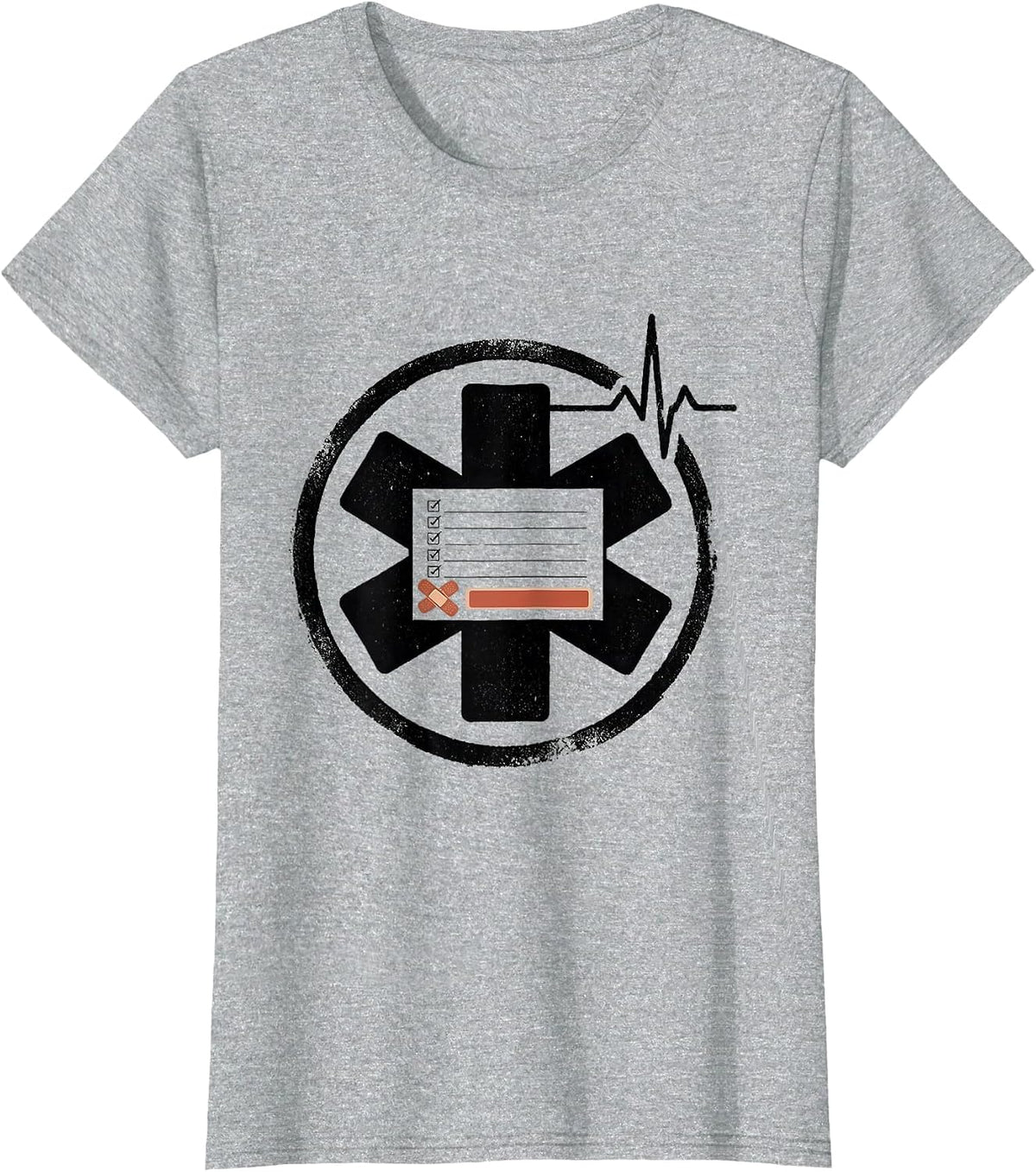 Sealed Star-of-Life Ticket Stub Dark Humor EMT Paramedic T-Shirt - Heather Grey