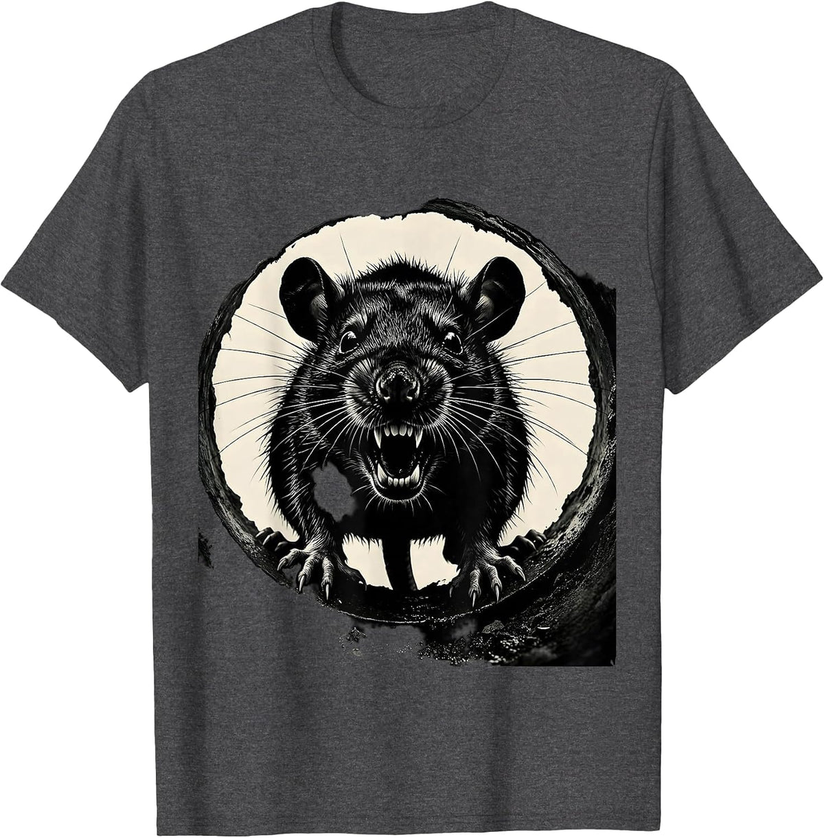 Feral Rat Sewer Drain Dark Urban Graphic T-Shirt - Dark Heather Grey