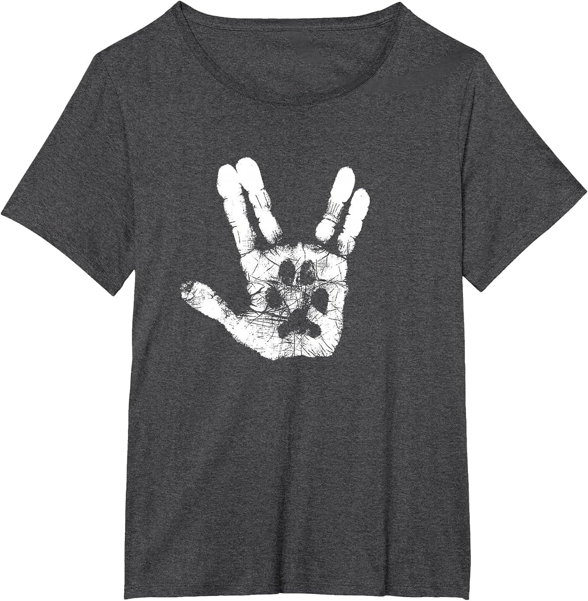 Hand & Paw Print - Animal Lover - Prosper & Live Long T-Shirt - Dark Heather Grey