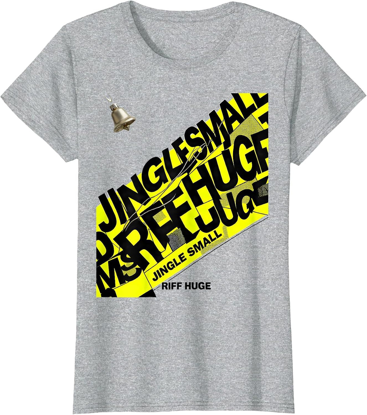 Jingle Small Riff Huge Heavy Metal Rock Christmas Humor T-Shirt - Heather Grey