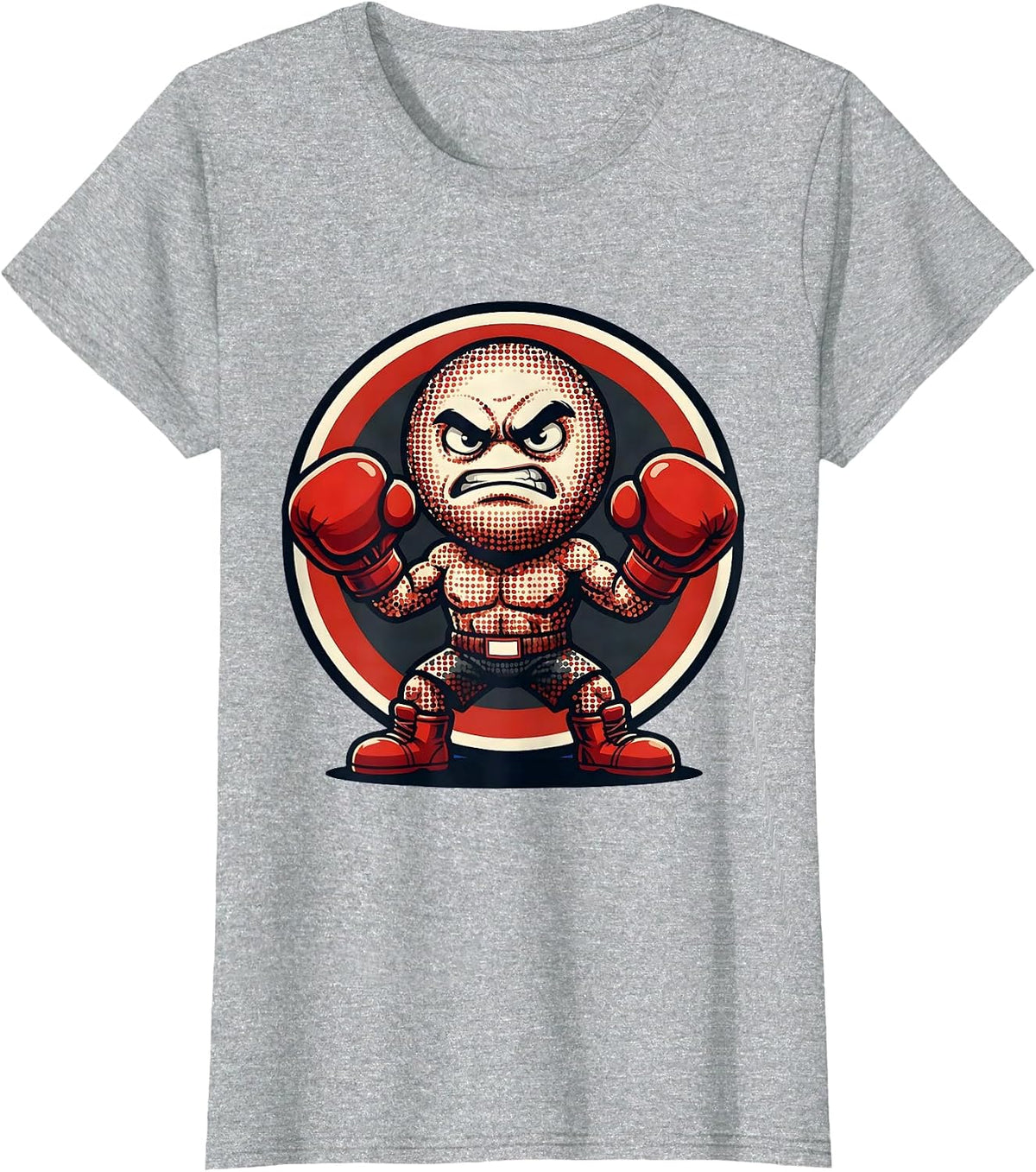 Dot Boy Boxing Gloves Fighter Graphic Design T-Shirt - Heather Grey