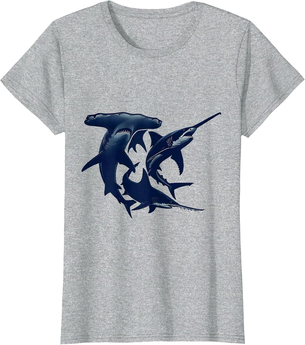 Shark Species Silhouette Marine Biology Enthusiast Gift T-Shirt - Heather Grey