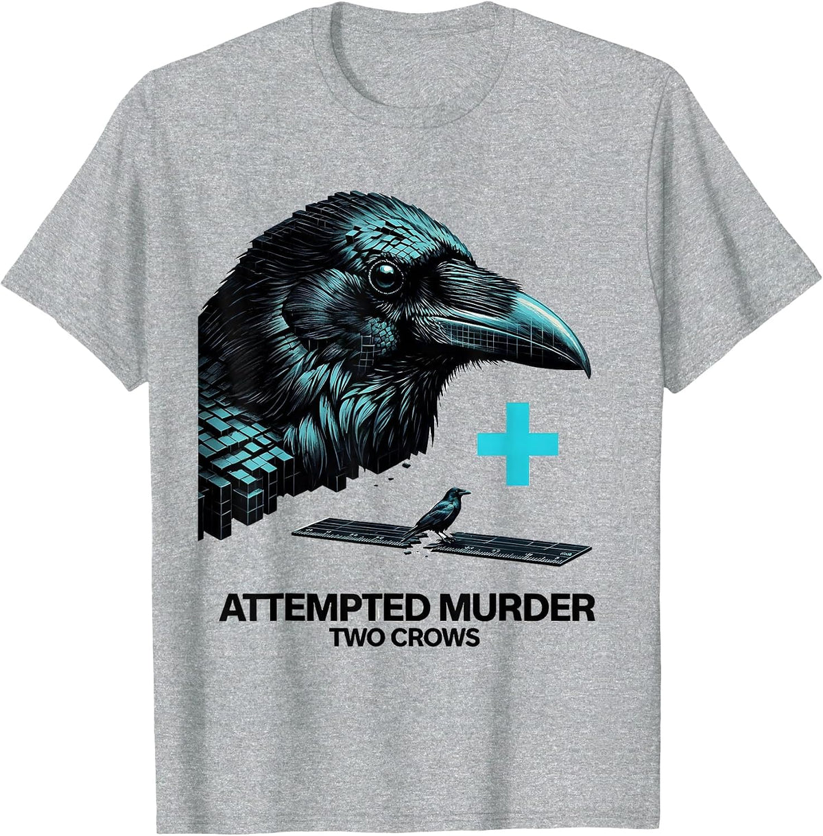 Men's Attempted Murder Two Crows Dark Humor Crow Lover Gift T-Shirt - Heather Grey