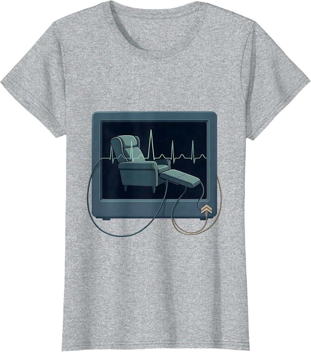 Women's Cardiac Monitor Chair EMS Paramedic Humor T-Shirt - Heather Grey
