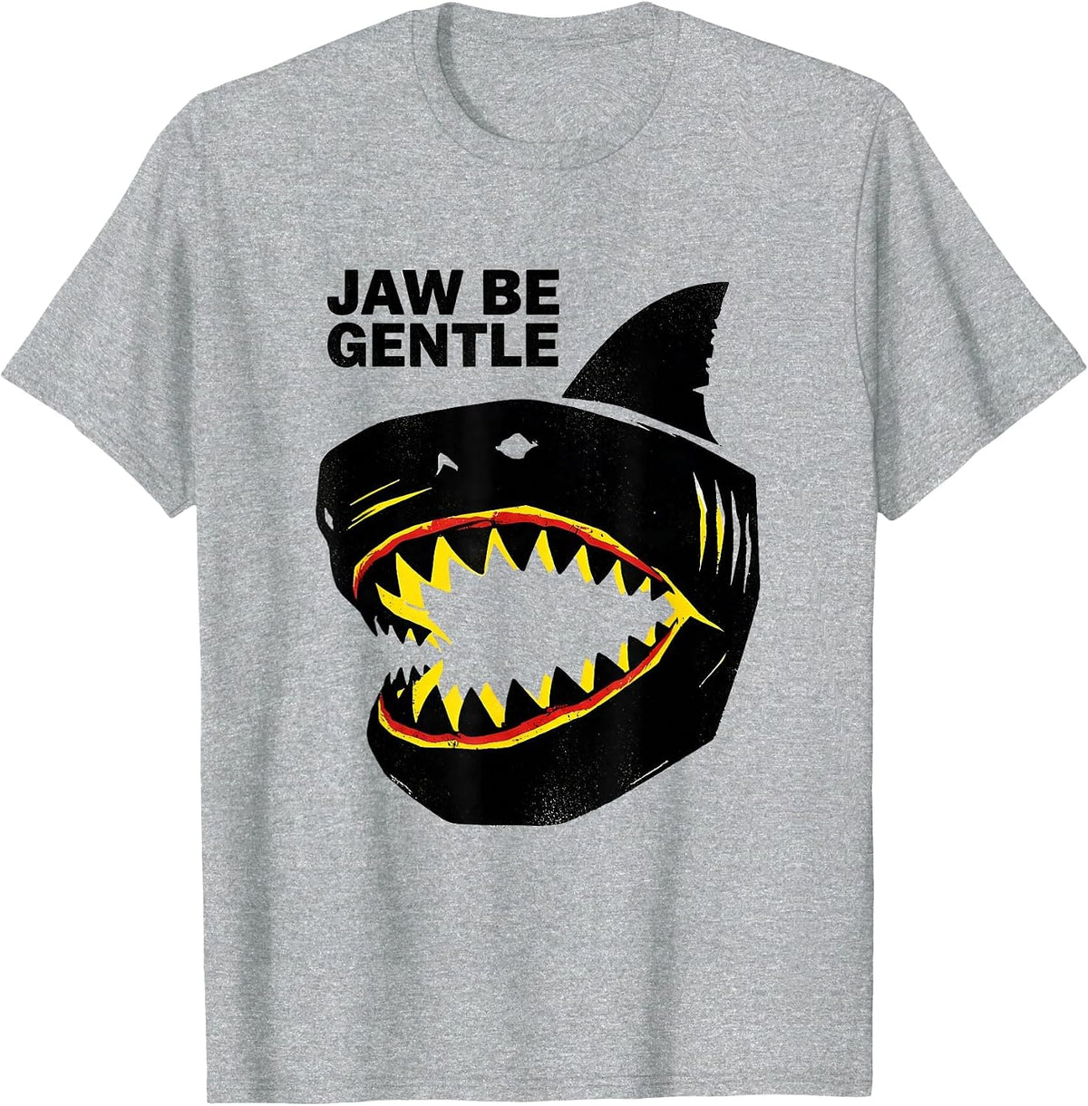 Men's Jaw Be Gentle Funny Shark Lover Wildlife Ocean Animal Humor T-Shirt - Heather Grey