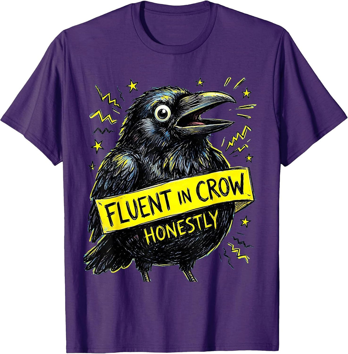 Men's Fluent In Crow Funny Crow Lover Design T-Shirt - Purple