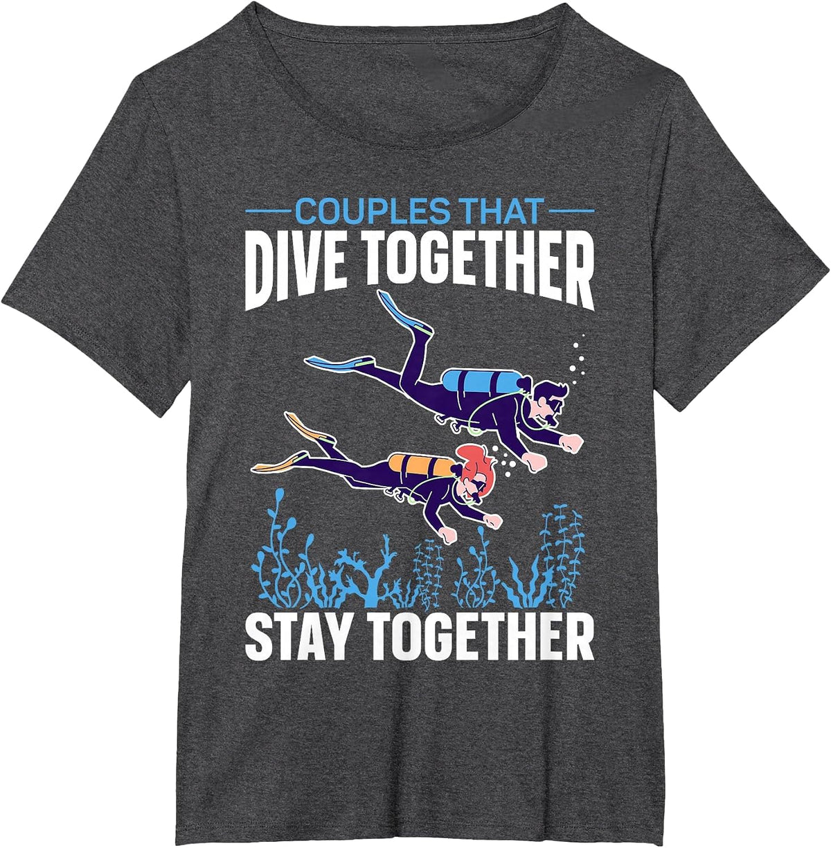 Scuba Diving Diver Girl Marriage Husband Wife Wedding T-Shirt - Dark Heather Grey