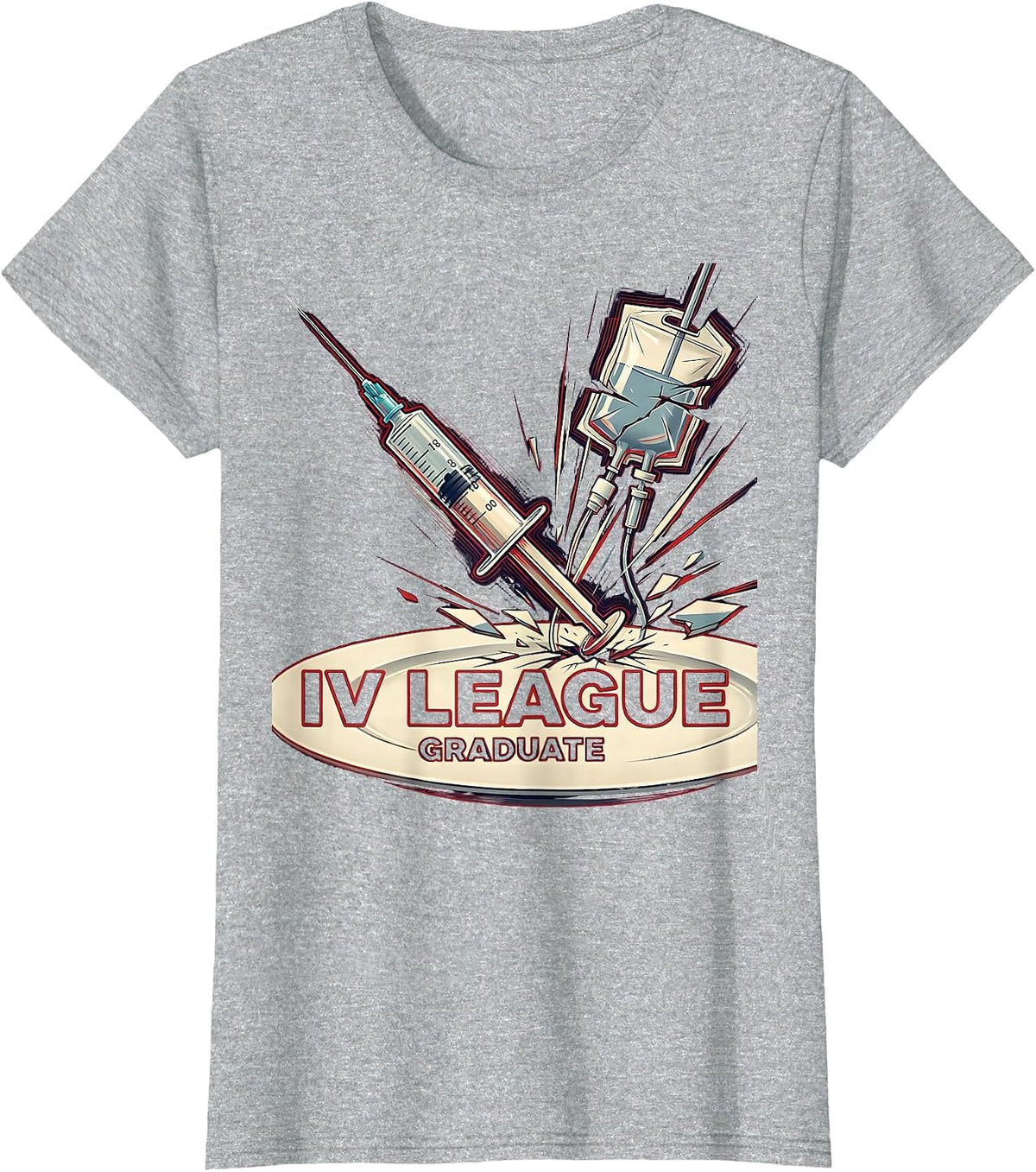 Women's IV League Graduate Funny Nurse Design T-Shirt - Heather Grey