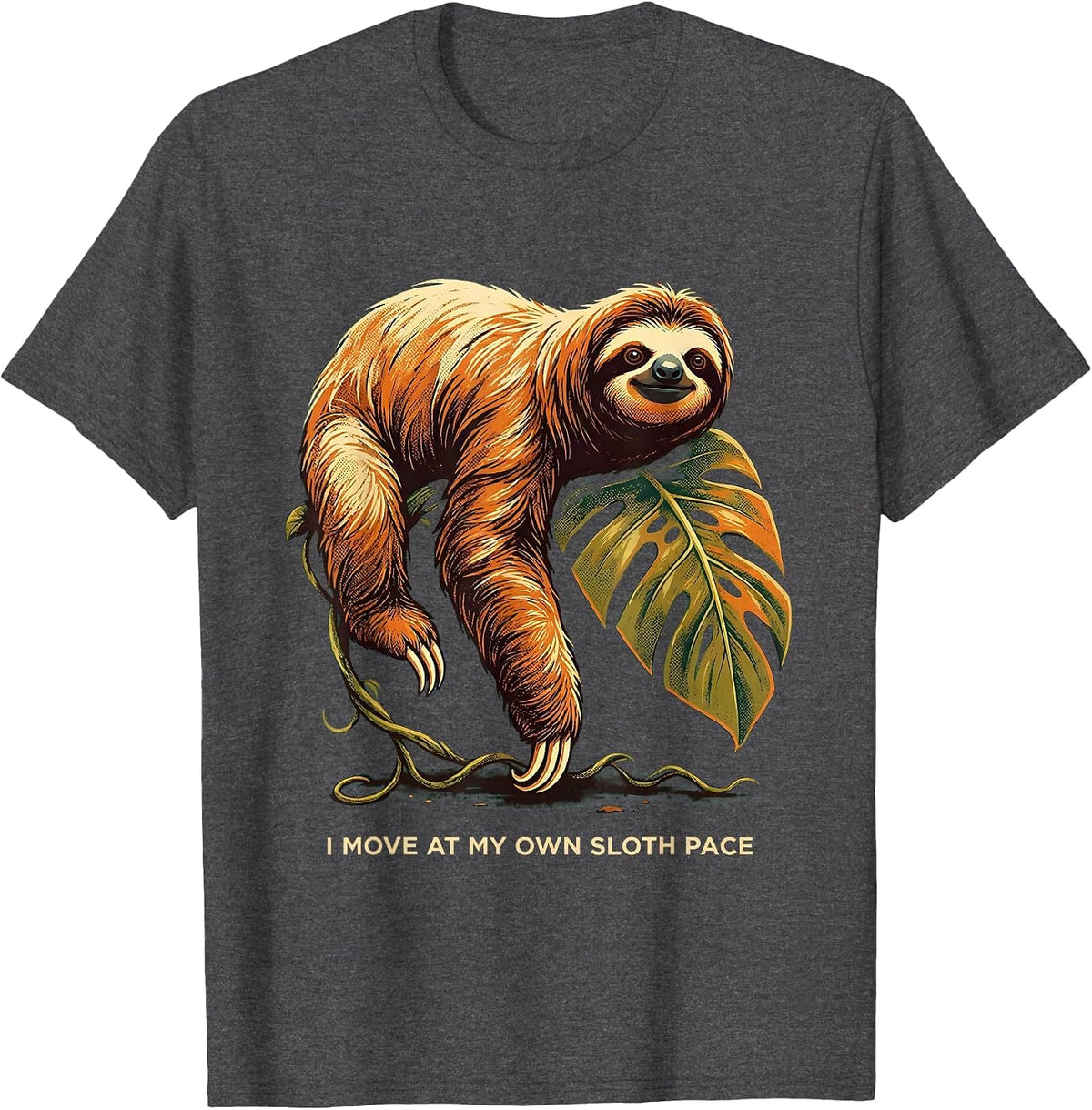 Men's I Move At My Own Sloth Pace Funny Sloth Lover Gift T-Shirt - Dark Heather Grey