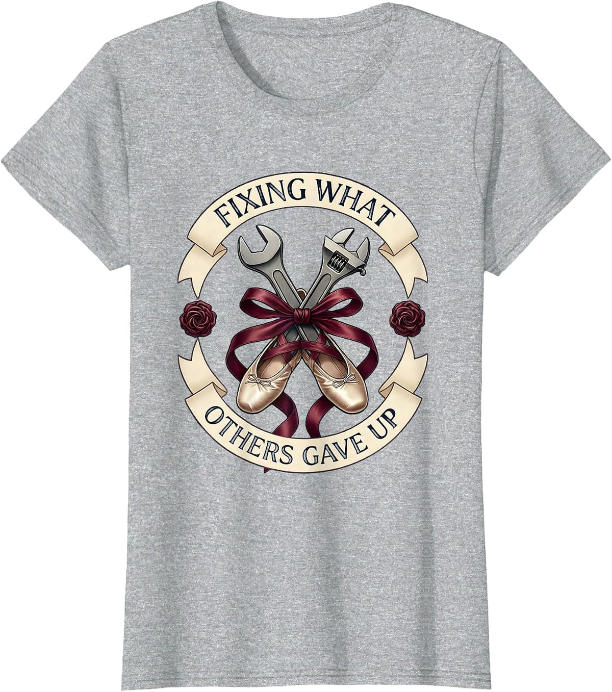Fixing What Others Gave Up Mechanic Design T-Shirt - Heather Grey