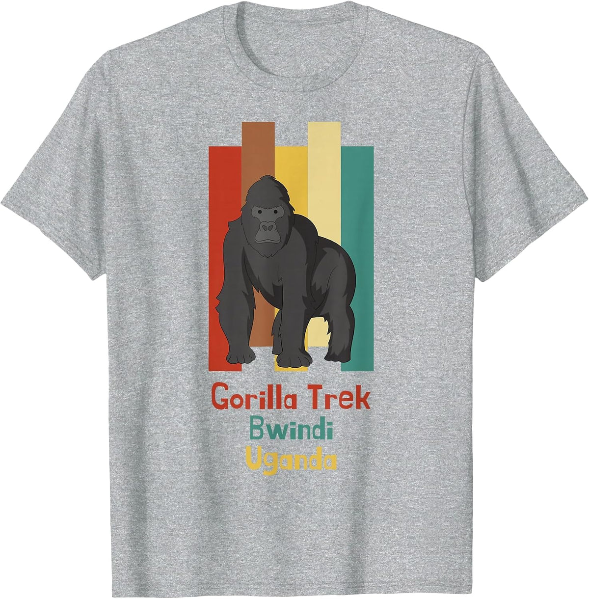 Gorilla Trekking Bwindi Impenetrable Uganda Safari Souvenir T-Shirt - Heather Grey