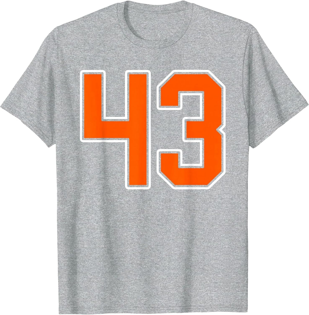 Orange White Number 43 Jersey Player Uniform #43 T-Shirt - Heather Grey