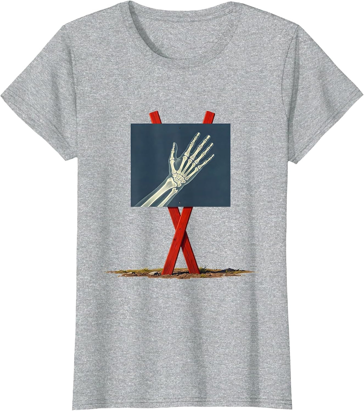 Radiographic Hand Silhouette Radiology Tech Humor T-Shirt - Heather Grey