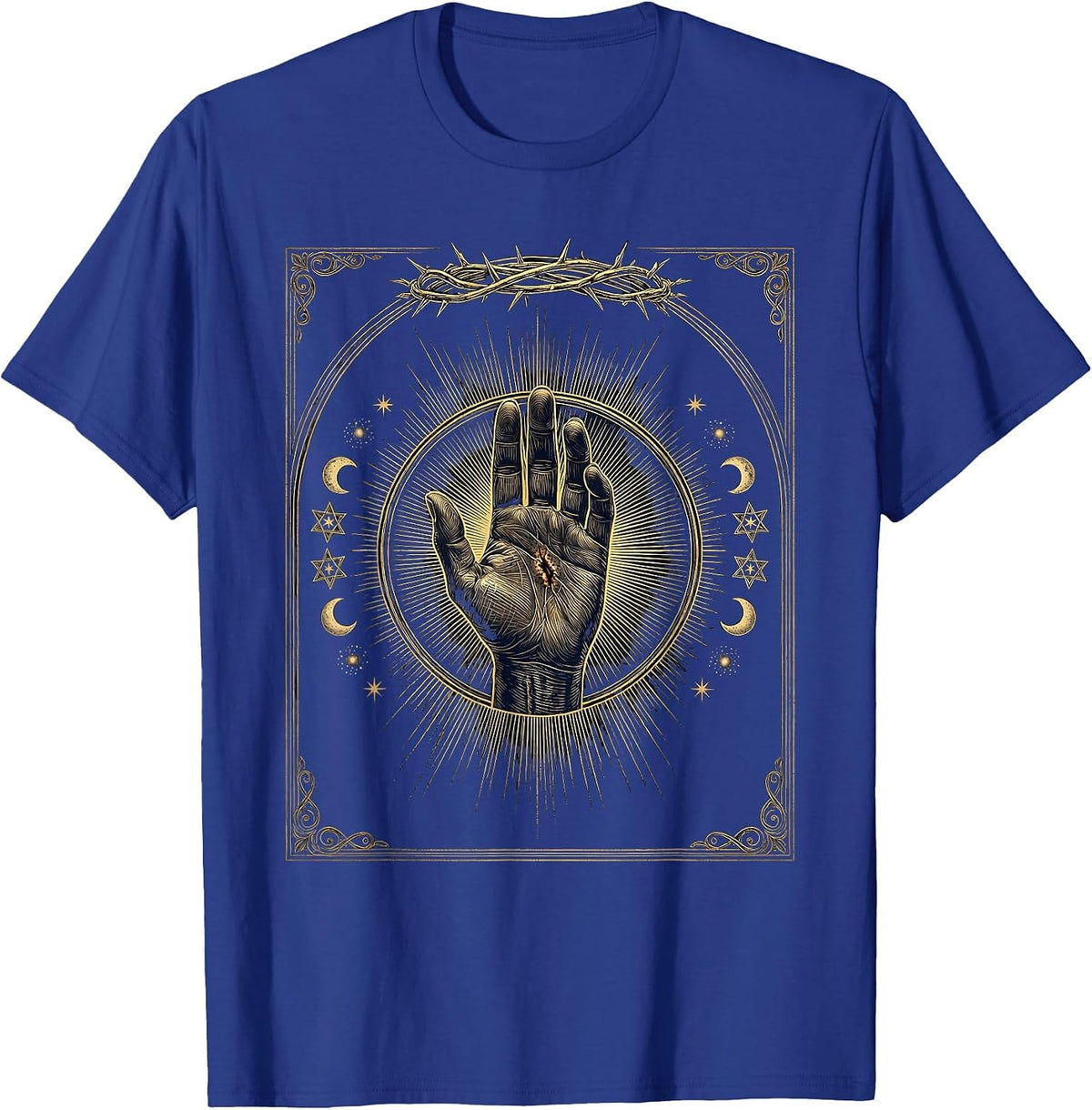 Jesus Is King Nail-Scarred Hand Radiant Light T-Shirt - Royal Blue