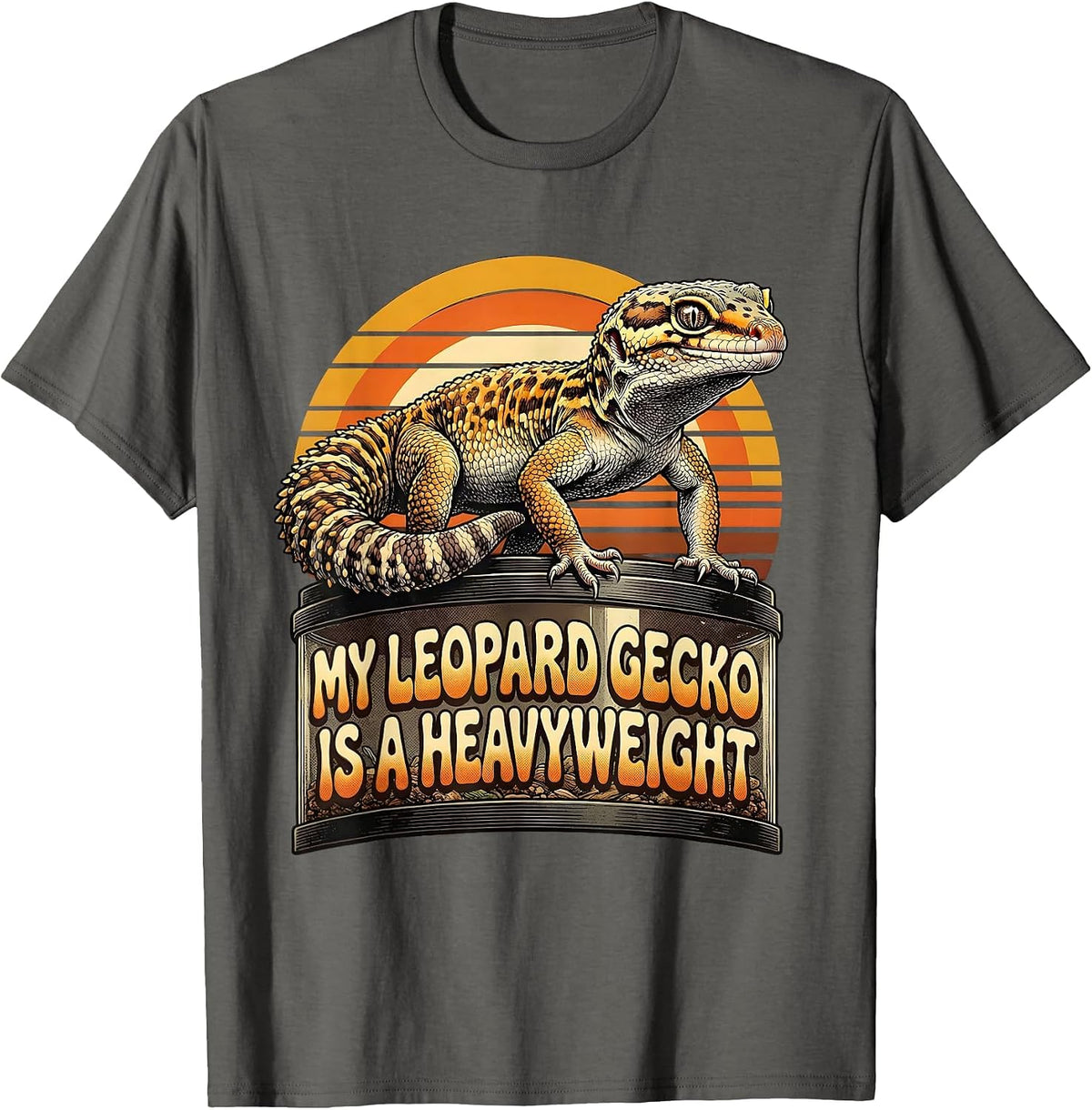 My Leopard Gecko Is A Heavyweight Funny Reptile Lover Retro T-Shirt - Asphalt Grey