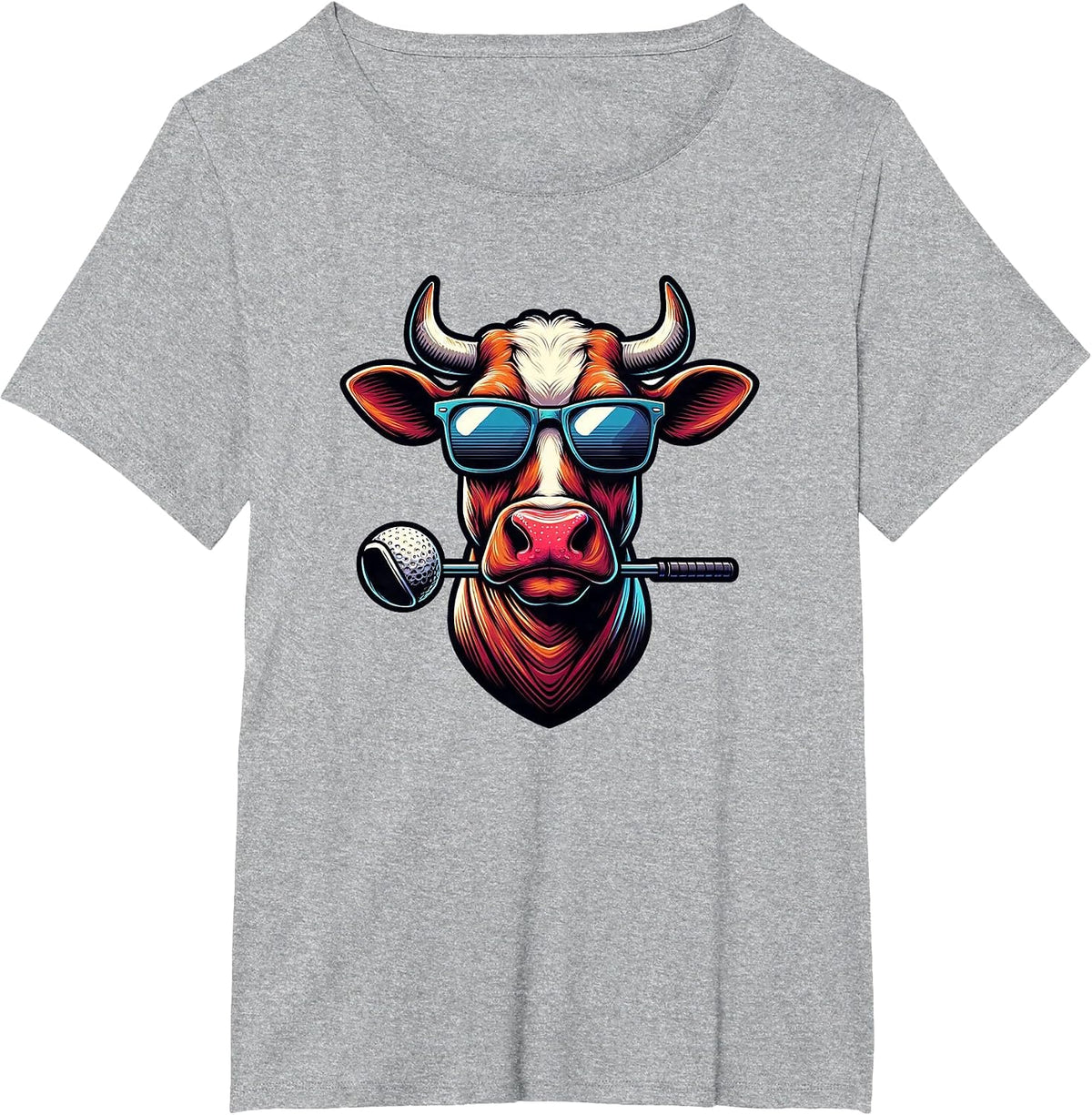 Cow Enthusiasts Golf Adventure Design T-Shirt - Heather Grey