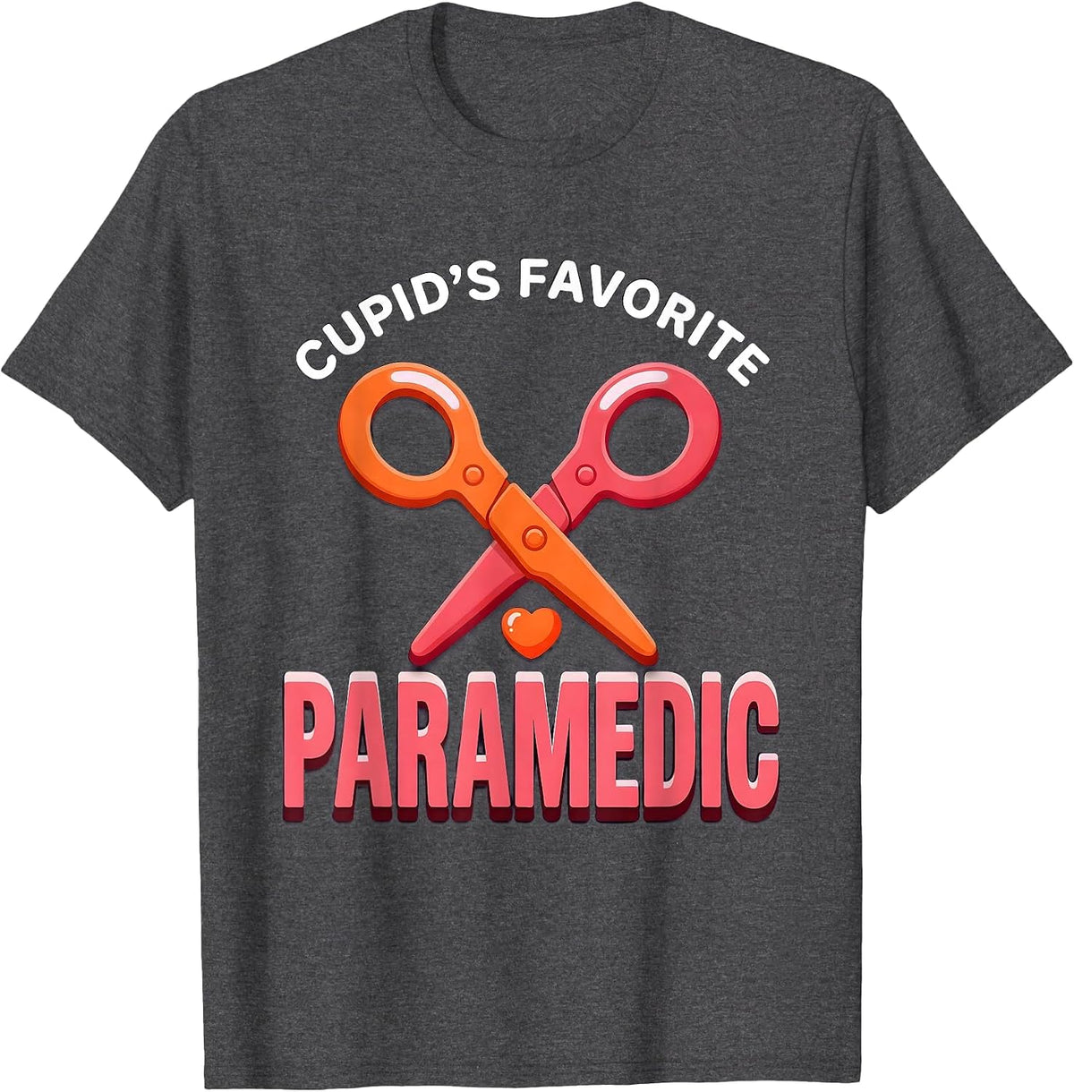 Men's Cupid's Favorite Paramedic Funny Occupation Valentine Humor T-Shirt - Dark Heather Grey