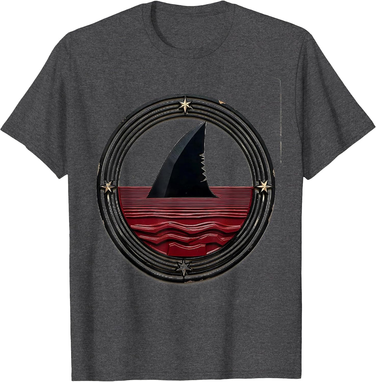 Men's Shark Fin Ocean Surface Graphic T-Shirt - Dark Heather Grey