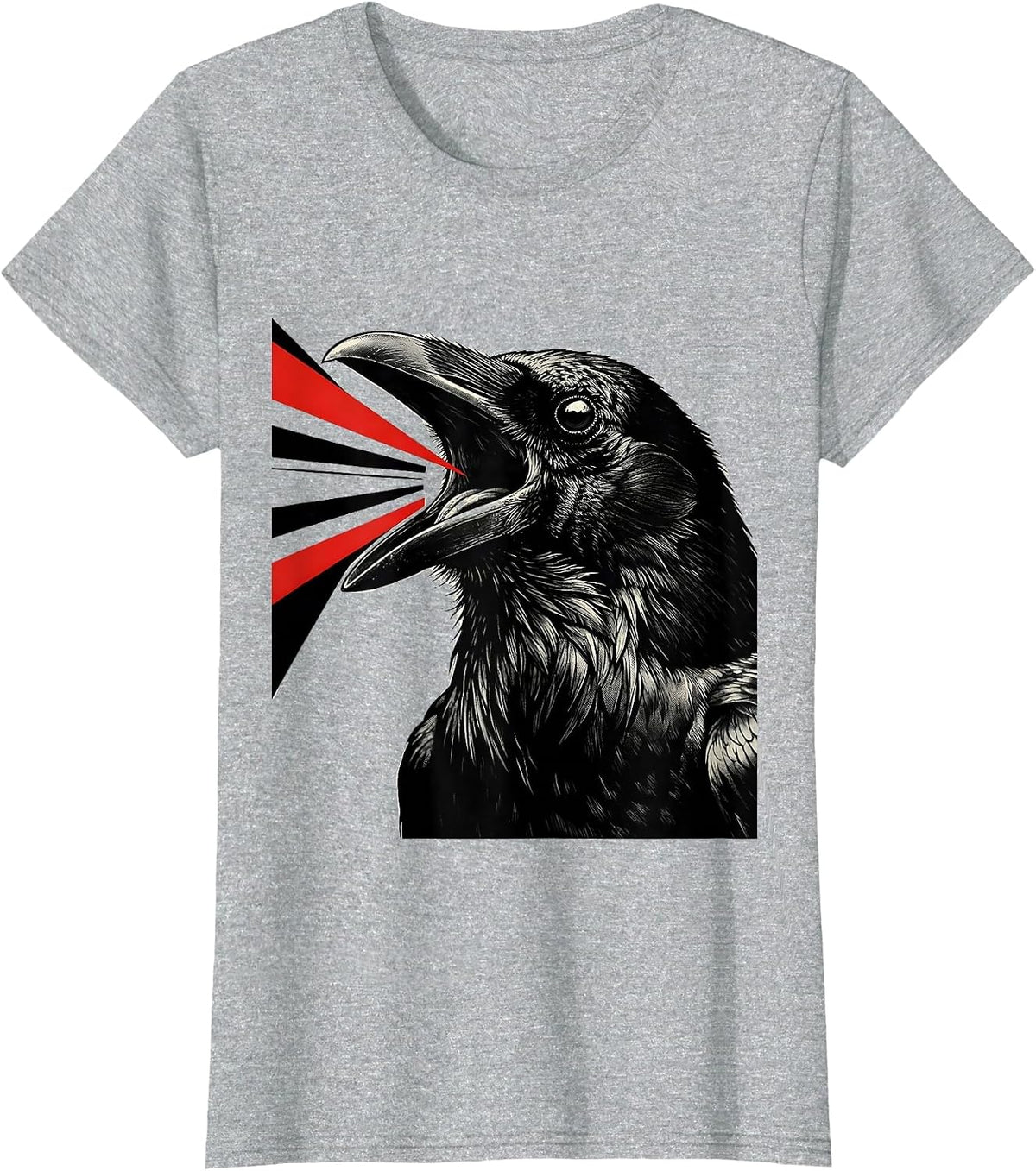 Oversized Crow Head New Wave Gothic Humor Bird Lover T-Shirt - Heather Grey