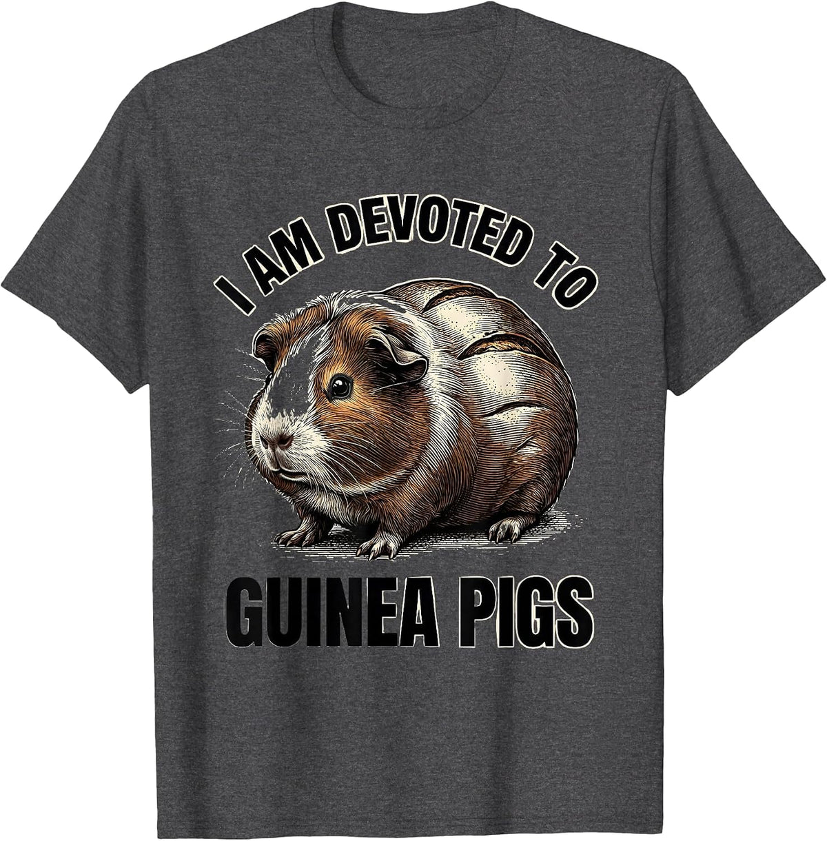 Men's I Am Devoted To Guinea Pigs Funny Pig Lover Humor T-Shirt - Dark Heather Grey