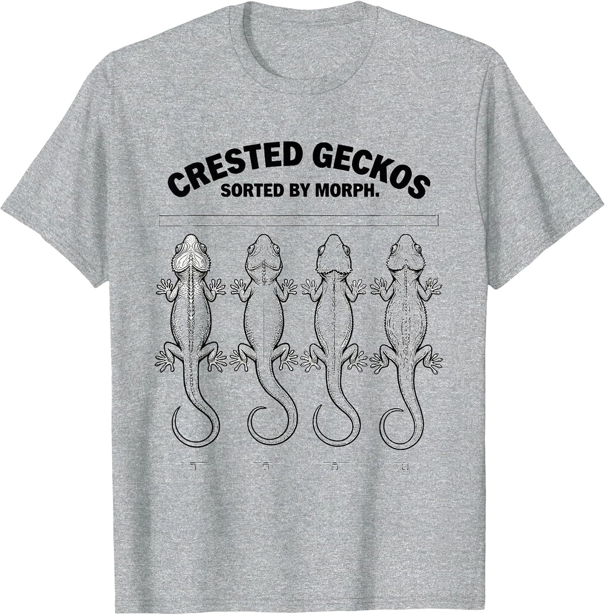 Men's Crested Geckos Sorted By Morph Reptile Lover Herpetology T-Shirt - Heather Grey